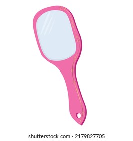 pink hand mirror with white background vector