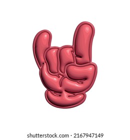 pink hand referencing rock in roll, vector illustration.