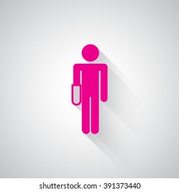 Pink Hand web icon on light grey background