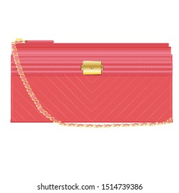 Pink handbag like Chanel isolated on white background