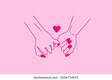 Pink Hands Intertwined Love Promise Couple Heart Romantic Design