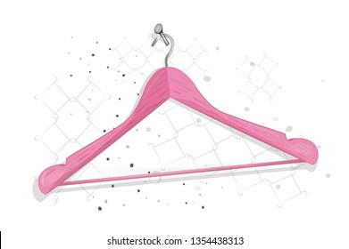 Pink hanger. Shoulders for clothes. Vector illustration