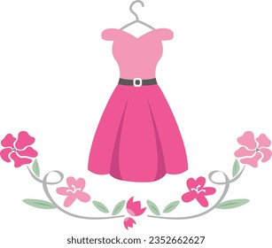Pink Hanging Dress with Flowers