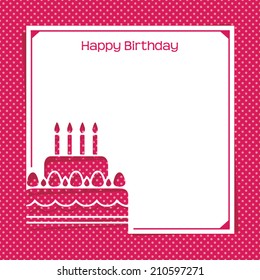 pink happy birthday card in flat design style