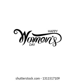 Pink Happy Women's Day Typographical Design Elements. International women's day icon.Women's day symbol. Minimalistic design for international women's day concept.Vector illustration
