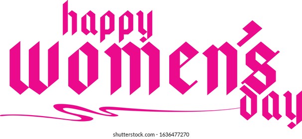 Pink Happy Women's Day Typographical Design Elements. International women's day icon.Women's day symbol. Minimalist design for international women's day concept.Vector illustration