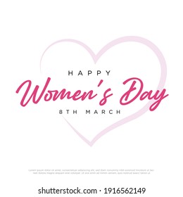 Pink Happy Women's Day Typographical Design Elements. International women's day icon.Women's day symbol. Minimalistic design for international women's day concept.Vector illustration