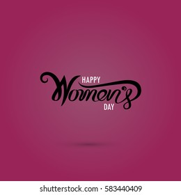 Pink Happy Women's Day Typographical Design Elements. International women's day icon.Women's day symbol.Minimalistic design for international women's day concept.Vector illustration