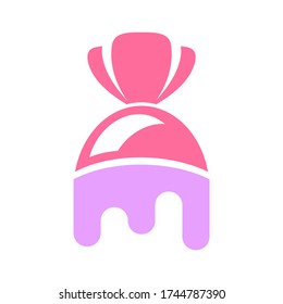 Diseño del logo de los dulces duros rosados, ilustración vectorial