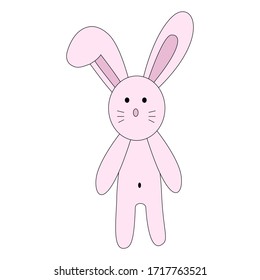 Pink hare rabbit on a white background.