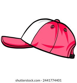 Pink Hat Snapback Cap Doodle Drawing Vector Illustration