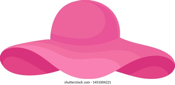 Pink hat for women. Vector illustration on white background.