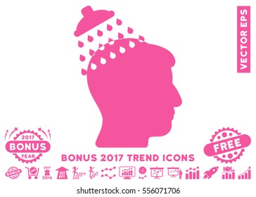 Pink Head Shower pictogram with bonus 2017 year trend images. Vector illustration style is flat iconic symbols, white background.