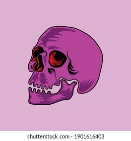 Pink head skull vector facing sideways