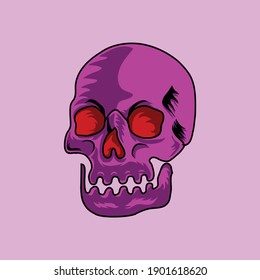 Pink head skull vector turned aside