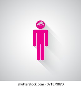 Pink Head web icon on light grey background
