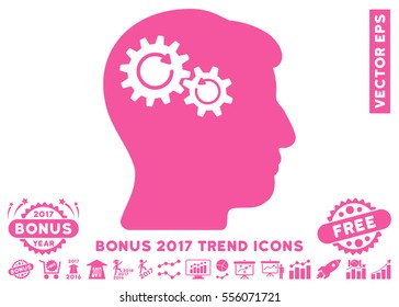 Pink Head Wheels Rotation icon with bonus 2017 year trend images. Vector illustration style is flat iconic symbols, white background.