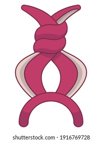 Pink headband with rabbit ears. Easter accessory in linear cartoon style