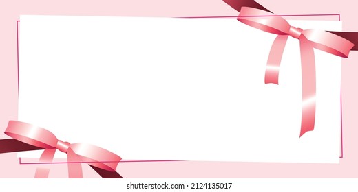 Pink header or banner design with 3d render ribbons decorations. Cute banner layout template for online shop, web poster, social media, flyer, celebrations. Frame  for business invitation background