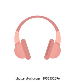 Pink Headphone icon. Vector illustration in flat style, isolated on white. Good for web and print