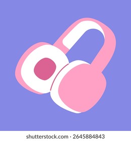 pink headphone illustration isolated background