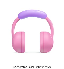 Pink Headphones 3D Trending vector Icon. 