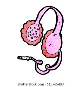 pink headphones cartoon