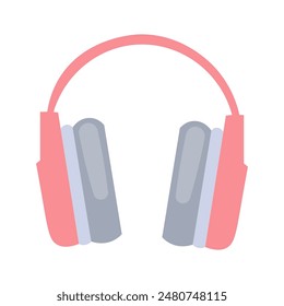 Diseño plano de los auriculares rosados, Ilustración vectorial del icono de los auriculares, arte del Clip de los auriculares rosados