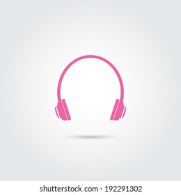 Pink headphones icon - Vector