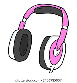pink headphones illustration isolated vector	
