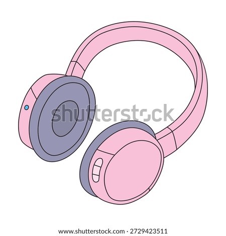 Pink headphones illustration isolated vector