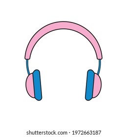 Pink headphones isolated vector icon