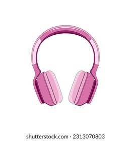 Pink headphones vector icon.Audio device.Vector illustration for design or print
