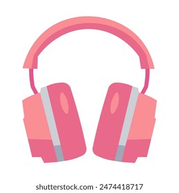 Pink headphones vector illustration, pink earmuff image clip art, cute wireless headphone icon isolated on white background