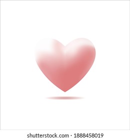 Pink heart 3D, Vector Illustration with shadow 