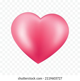 Pink heart 3D vector isolated on transparent background. Heart icon design. 