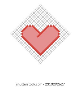 Pink heart. 8 bit pixel art. Isolated vector illustration.