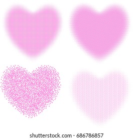 Pink Heart Abstract Halftone, Vector Illustrator