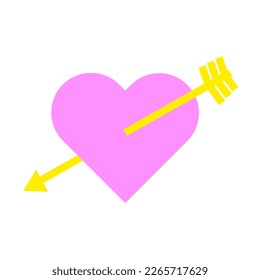 rosafarbener Herzpfeil für Concept Design. Vektorgrafik.