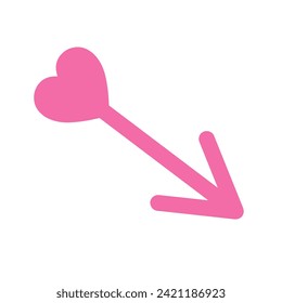 Pink Heart Arrow Icon Vector Illustration
