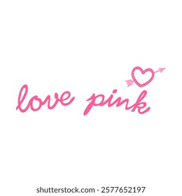 Pink heart arrow of love, Graphic design print t-shirts fashion, illustration, vector, posters, cards, stickers, mug