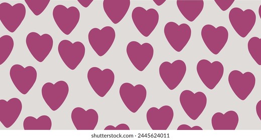 Pink heart assorted sizes sorted randomly with cutenes. Seamless love heart design vector background. Seamless pattern on Valentine's day. The seamless texture with hart.