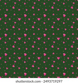 Pink heart assorted sizes sorted randomly with cutenes. Seamless love heart design vector background. Seamless pattern on Valentine's day. The seamless texture with hart.