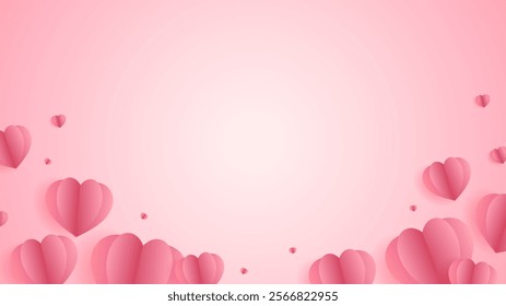 Pink heart background frame with copy space for text in Valentine's Day, Flat Modern design , illustration Vector EPS 10