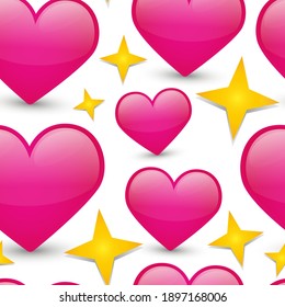 Pink Heart Background Icons. Vector Illustration Love With Sparkles.