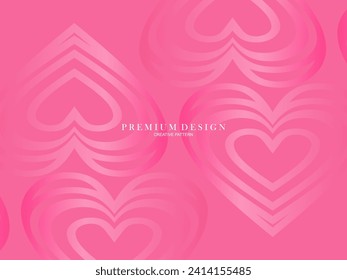 Pink heart background with modern concept. Romantic cute background.