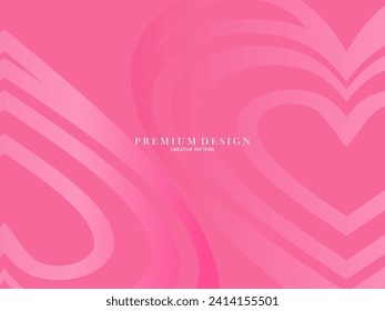 Pink heart background with modern concept. Romantic cute background.