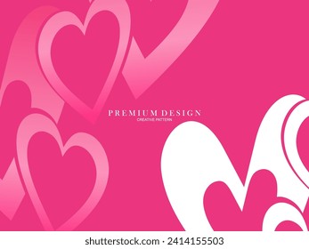 Pink heart background with modern concept. Romantic cute background.