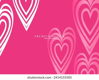 Pink heart background with modern concept. Romantic cute background.