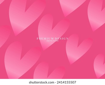 Pink heart background with modern concept. Romantic cute background.